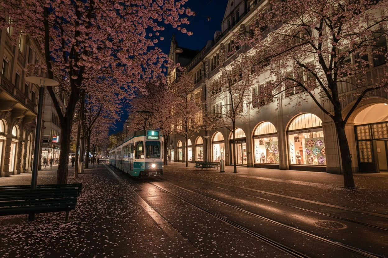 Street spring at night (bottom-left quadrant)